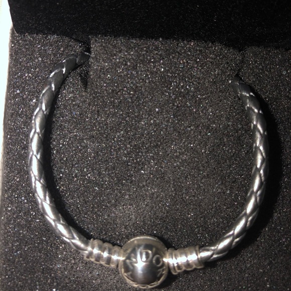 Pandora Grey Double Braided Leather Bracelet - Picture 2 of 5
